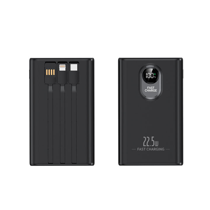 Portable power bank with integrated multi-charging cable and digital display Bowlift