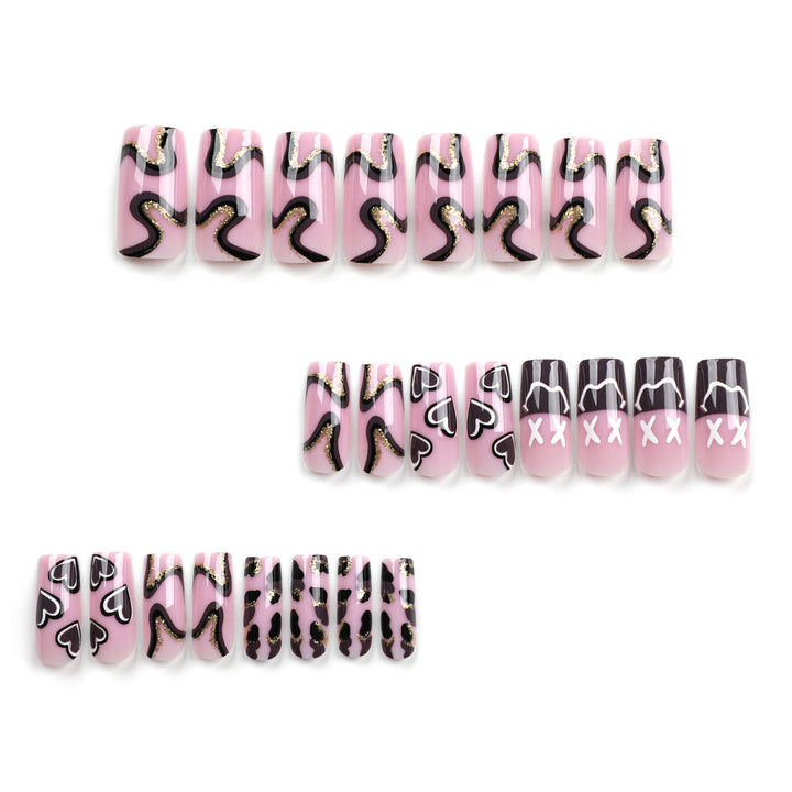 Artful nail extensions in elegant design with gold accents Bowlift