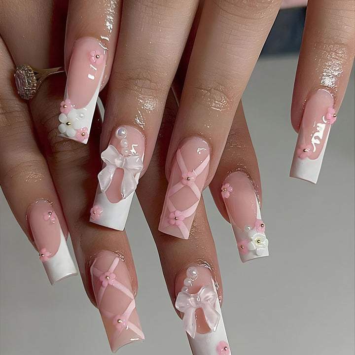 Decorative Floral and Bow Nail Extensions Bowlift