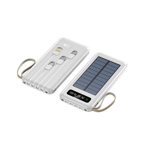 Portable solar power bank with integrated multifunction charging cable and digital display Bowlift
