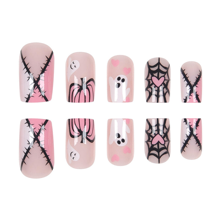 Haunted Ghost-Theme Press-On Nail Art Bowlift