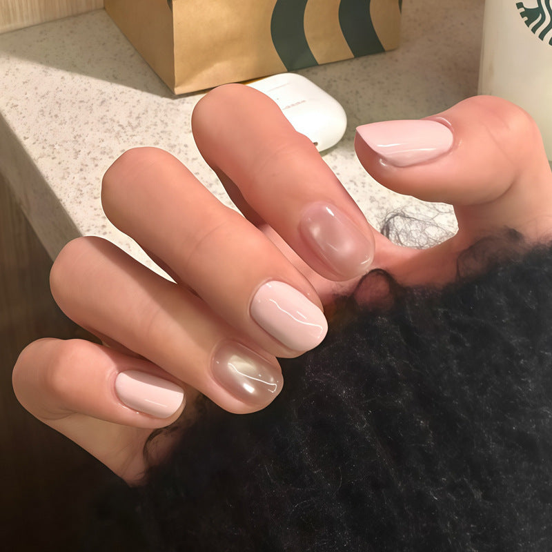 Premium Glossy Natural Press-On Nail Set Bowlift