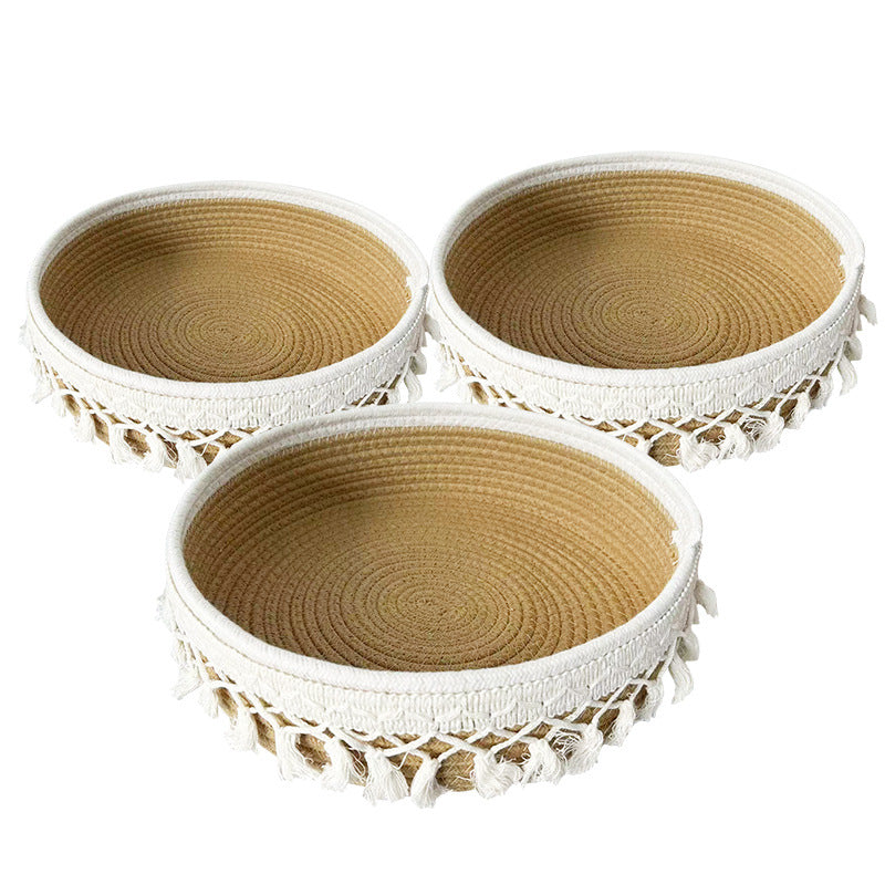 Women Decorative Storage Basket with Tassels Bowlift