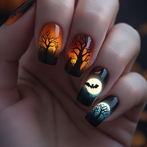 Artificial nails with autumnal creepy design Bowlift