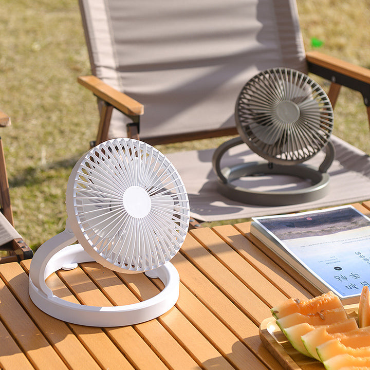 Unisex rechargeable table fan with foldable stand, adjustable angle, and silent DC motor Bowlift