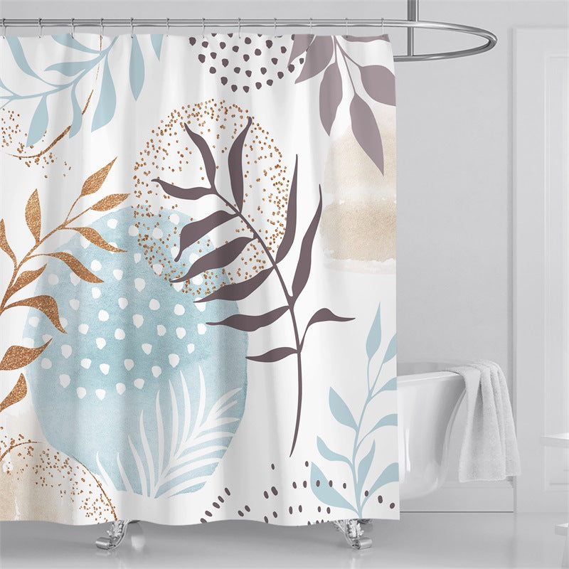 Tropical Leaf Print Shower Curtain Bowlift