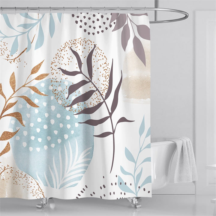 Tropical Leaf Print Shower Curtain Bowlift