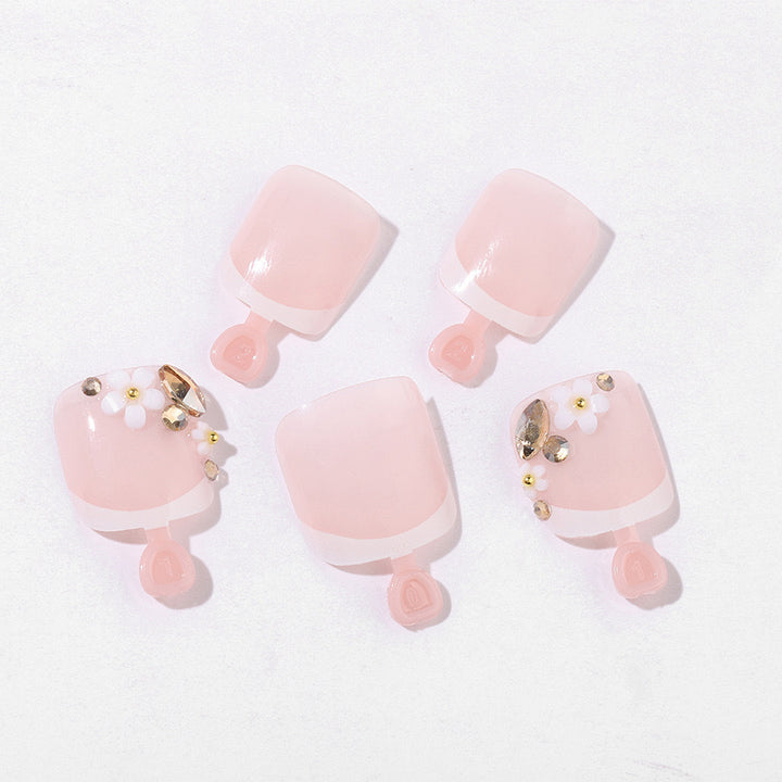 Acrylic nail set with elegant 3D flowers and glitter accents Bowlift