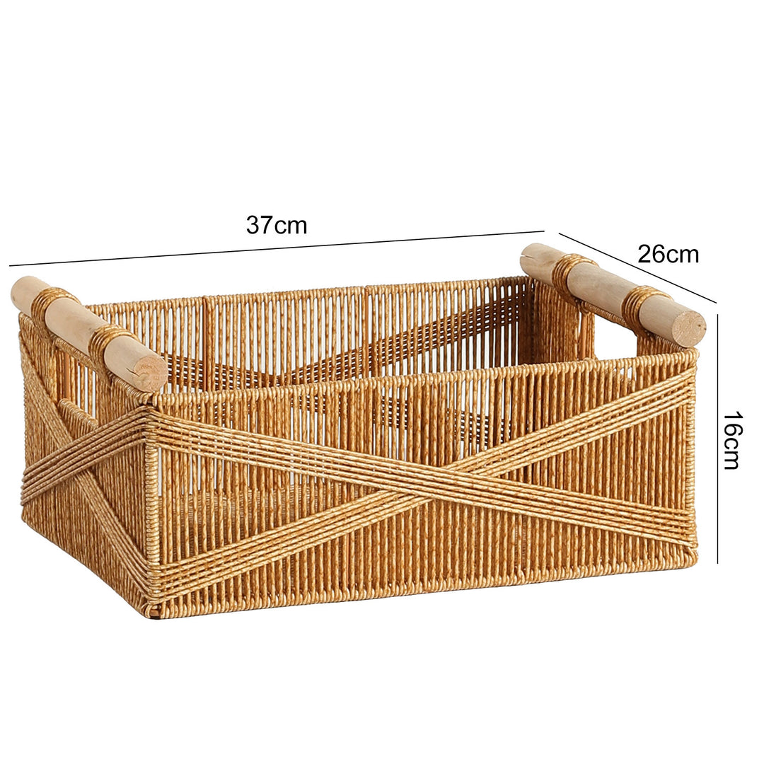 Unisex Functional Storage Basket with Ergonomic Wooden Handles Bowlift