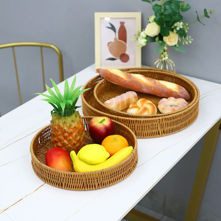 Round Artisan Woven Serving Tray Bowlift