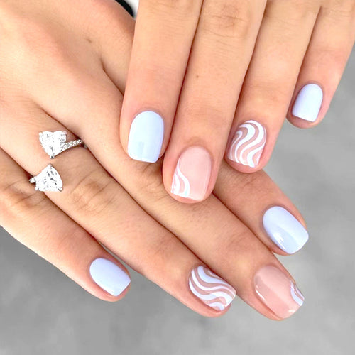 Floral Wave Design Press-On Nail Art Bowlift