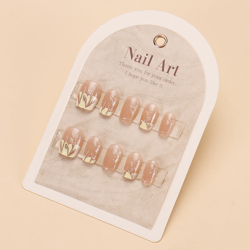 Decorative Press-On Nail Set with Floral and Metallic Accents Bowlift