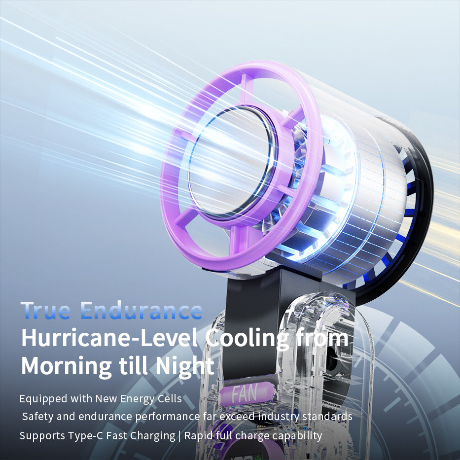 Women's Portable Hand Fan with Digital Temperature Display Bowlift
