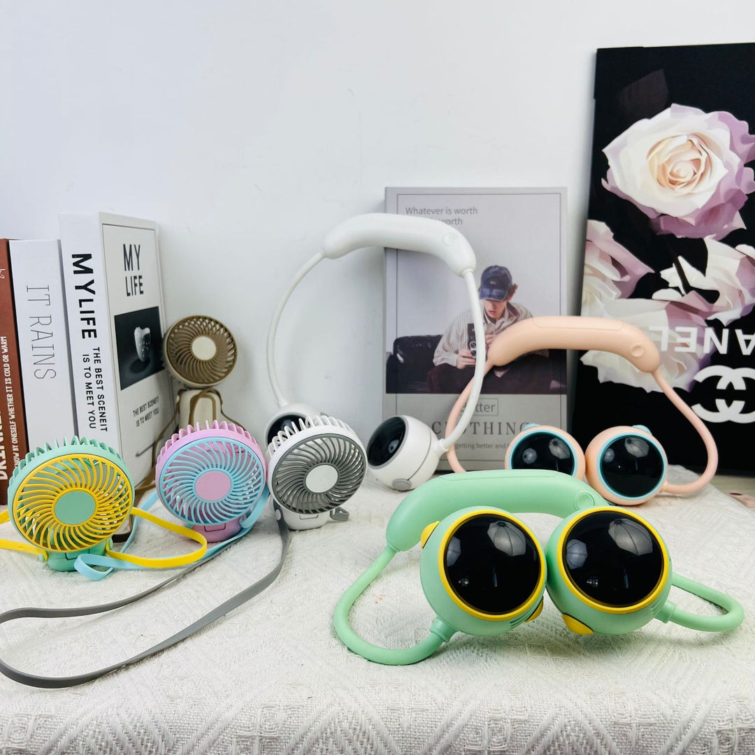 Cooling hands-free rechargeable dual bear-ear neck fan with adjustable speeds Bowlift