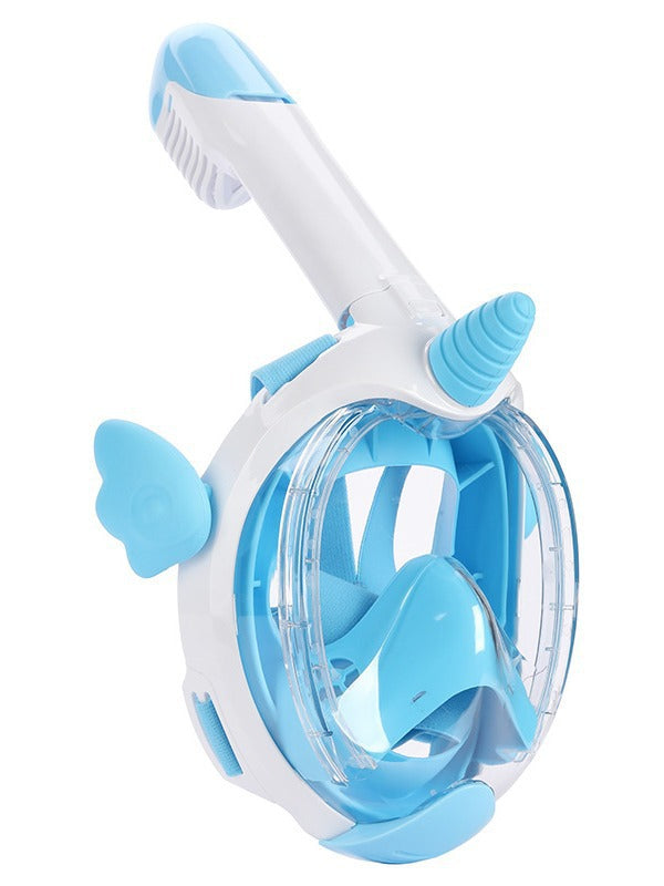 Diving mask with curved field of view and flexible silicone frame Bowlift