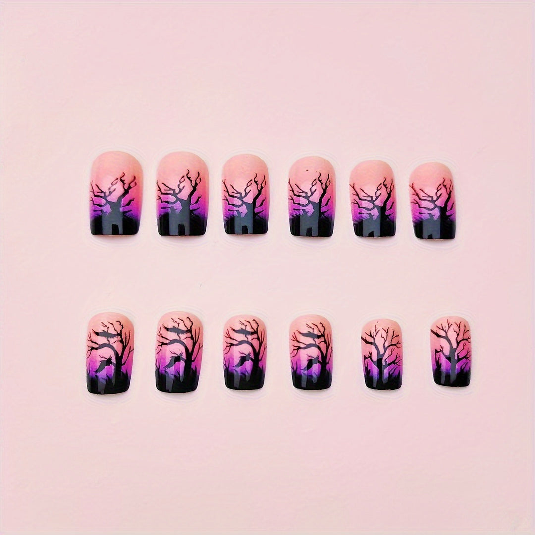 Creative nail art with mystical autumn forest design Bowlift