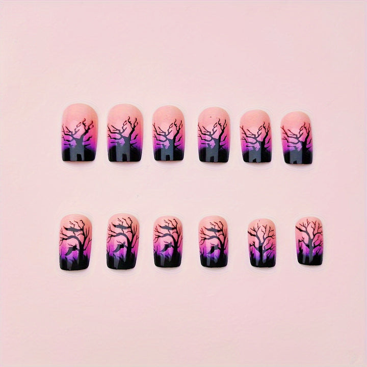 Creative nail art with mystical autumn forest design Bowlift