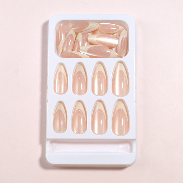 Glossy Long Almond-Shaped Press-On Nail Set Bowlift