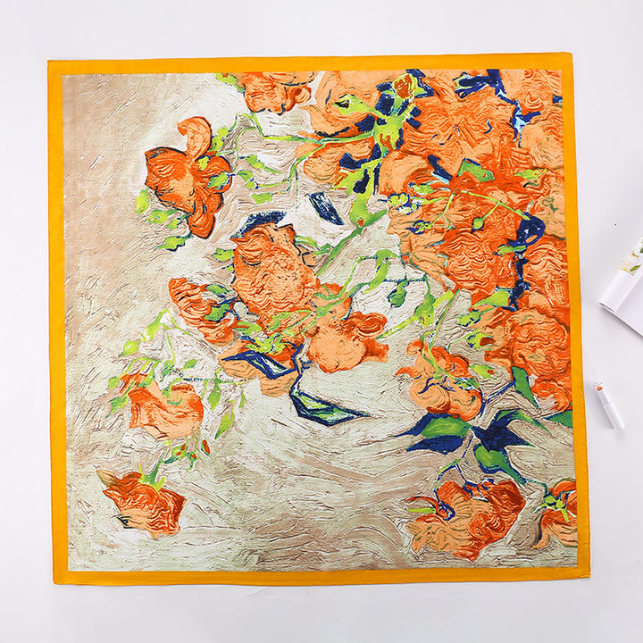 Women's silk scarf in elegant botanical design Bowlift