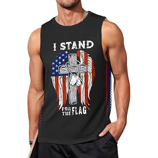 Men's nan patriotic graphic sleeveless muscle tank top with eagle print Bowlift
