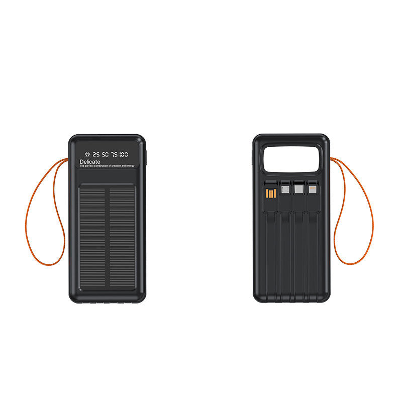 Solar Powerbank with Integrated Charging Cables and Digital Display Bowlift