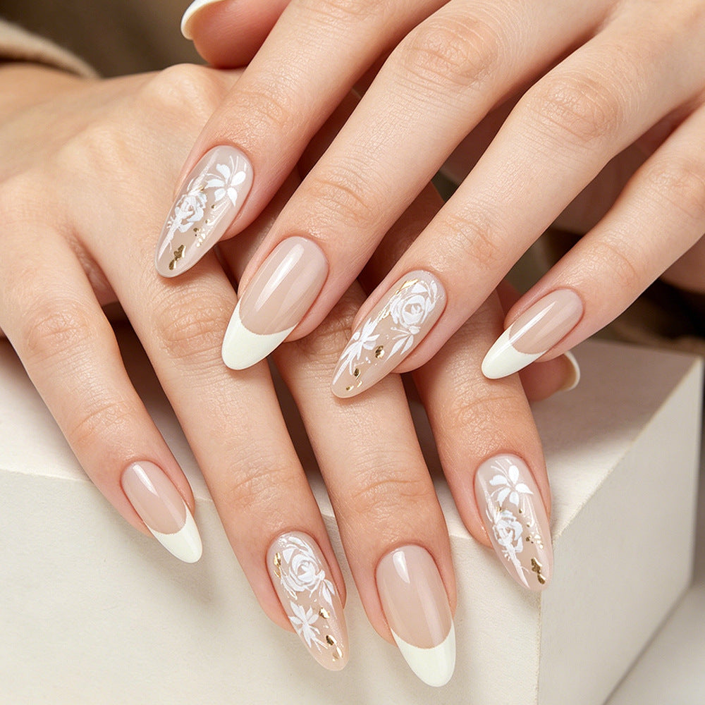 Elegant Floral Gel Nail Art Set Bowlift