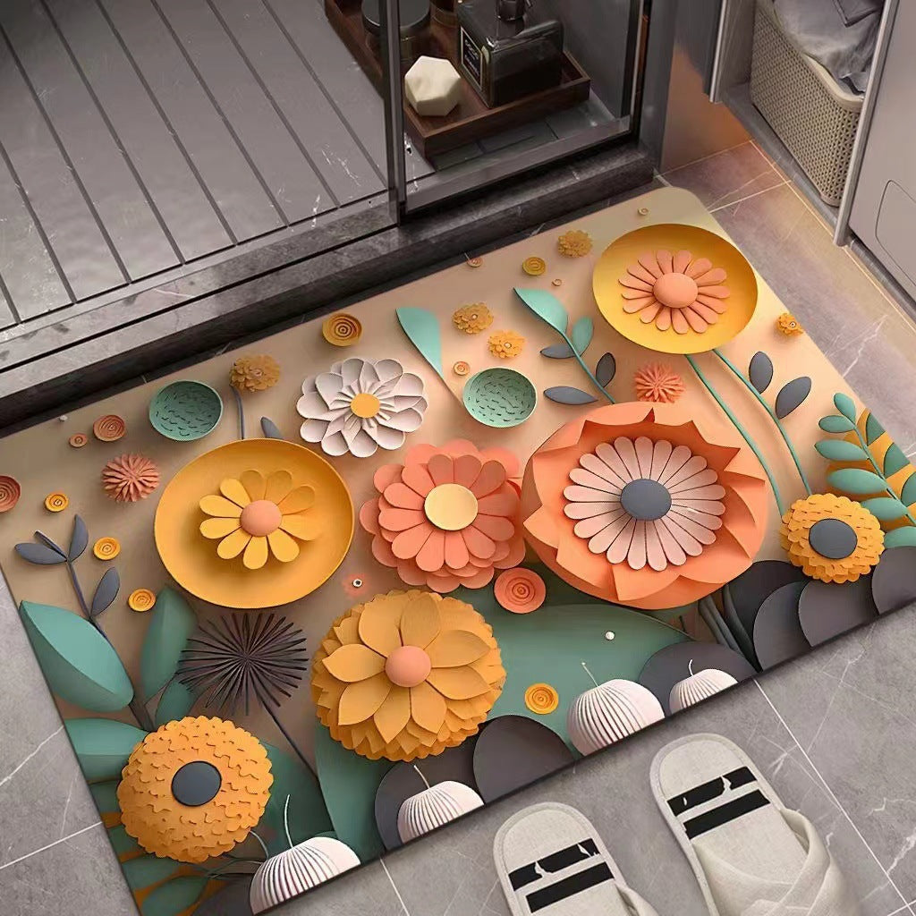 Flower Pattern Soft Indoor Mat Bowlift