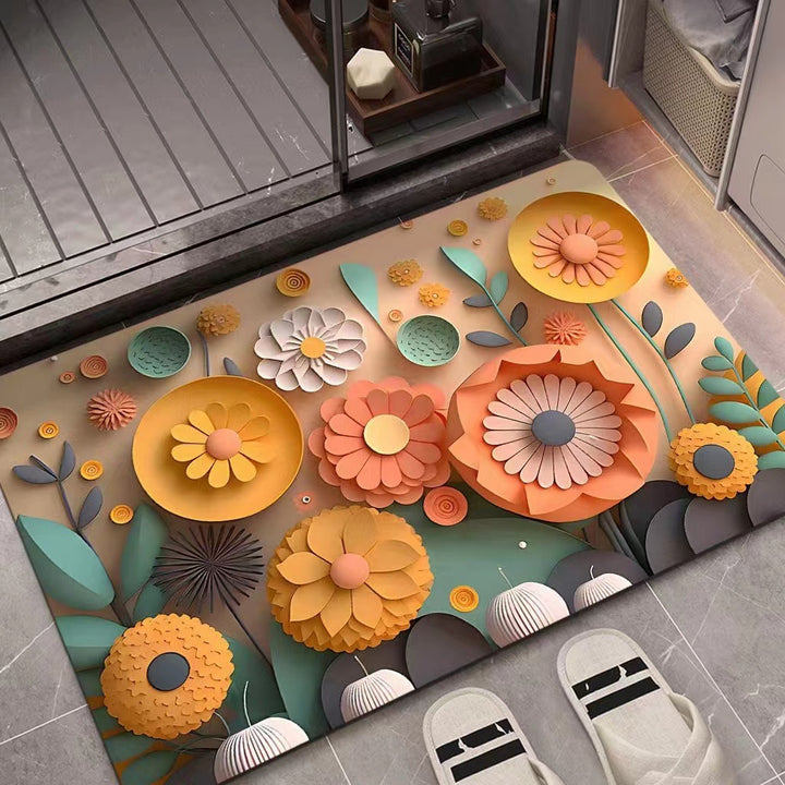 Flower Pattern Soft Indoor Mat Bowlift