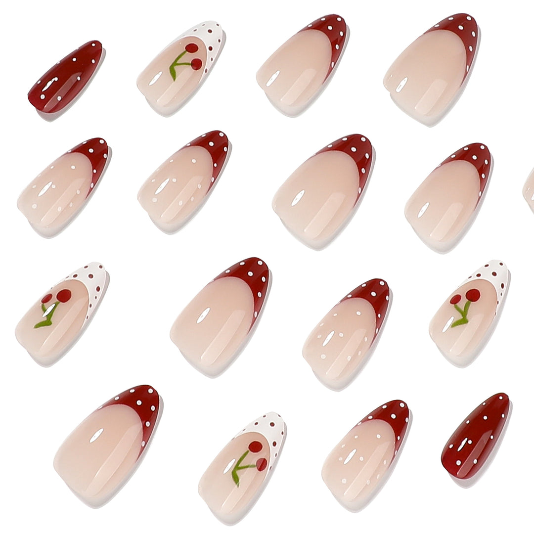 Artful Nail Extensions with Fruity Cherry Design Bowlift