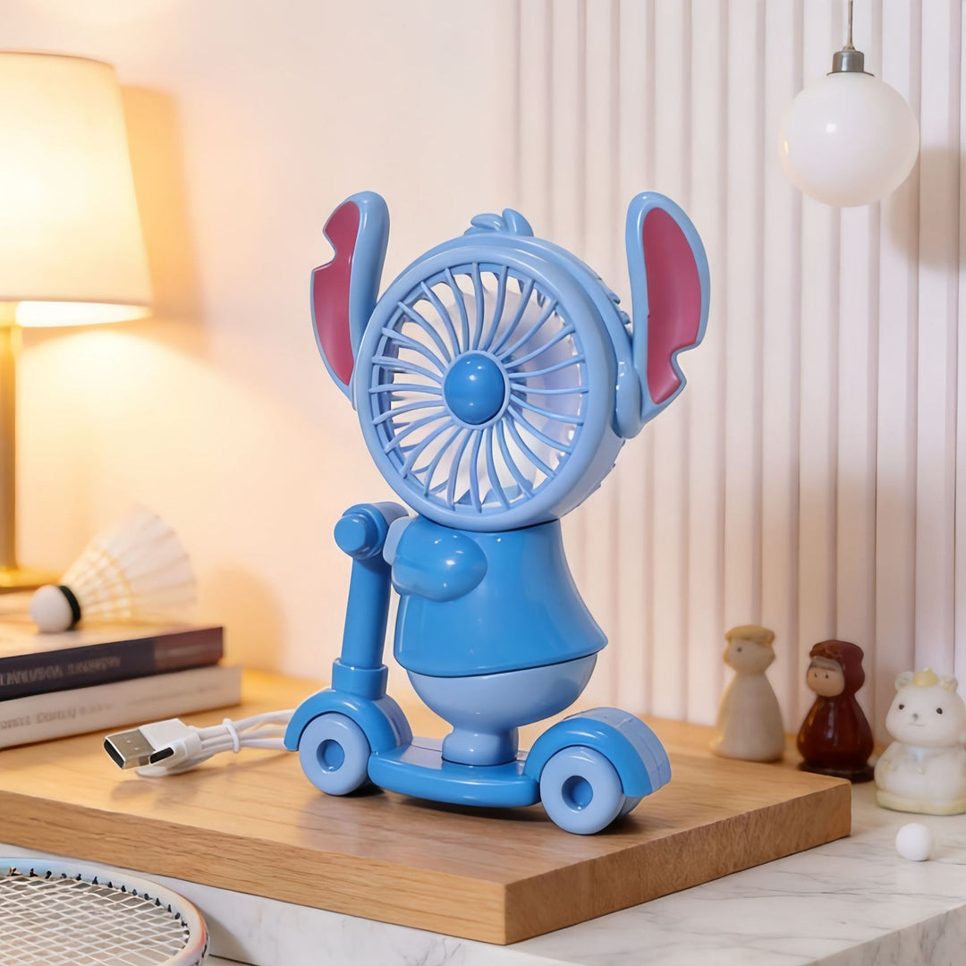 Ladies Portable Toy Fan with LED Lighting and USB Charging Bowlift