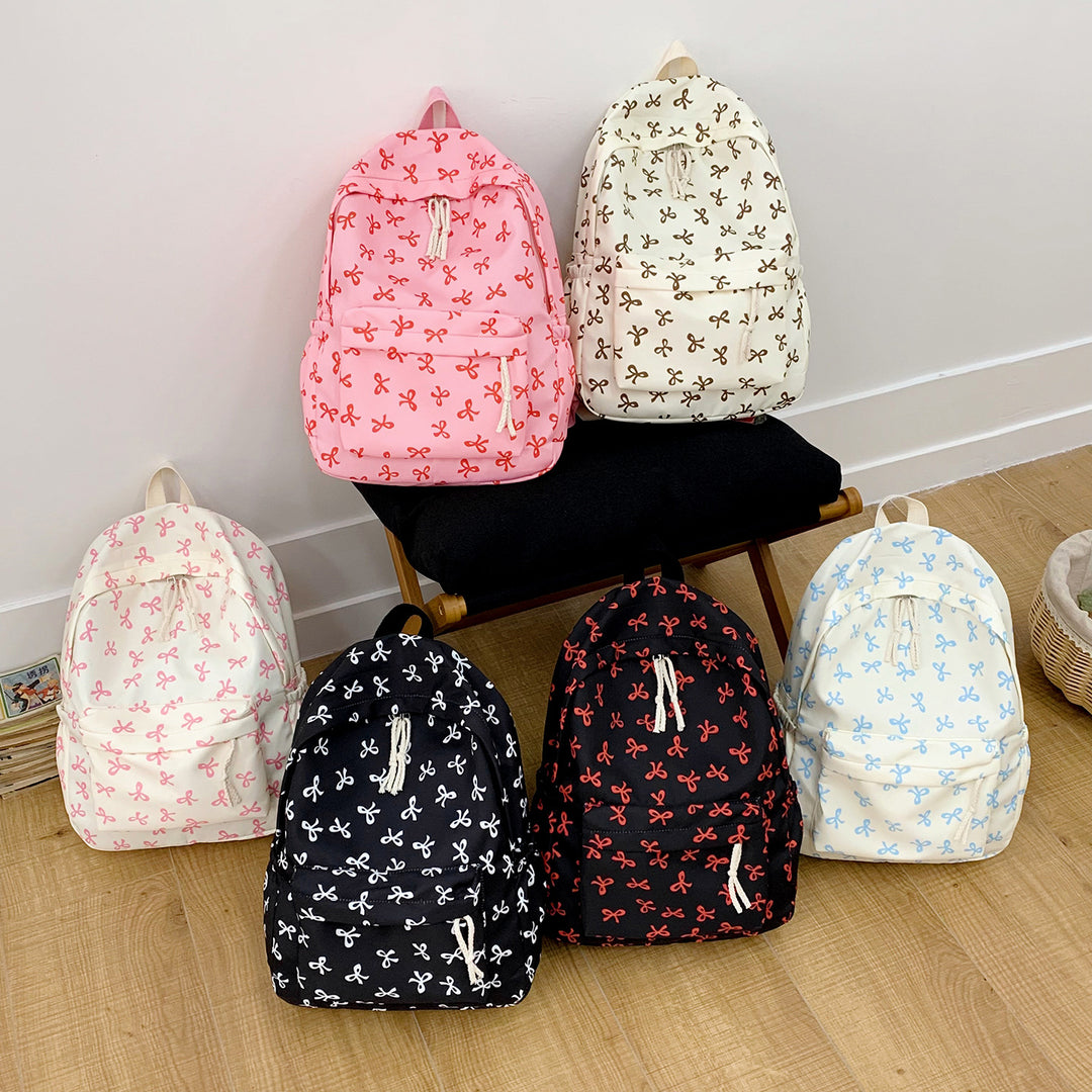 Backpack with Creative Bow Motif and Thoughtful Storage Spaces Bowlift
