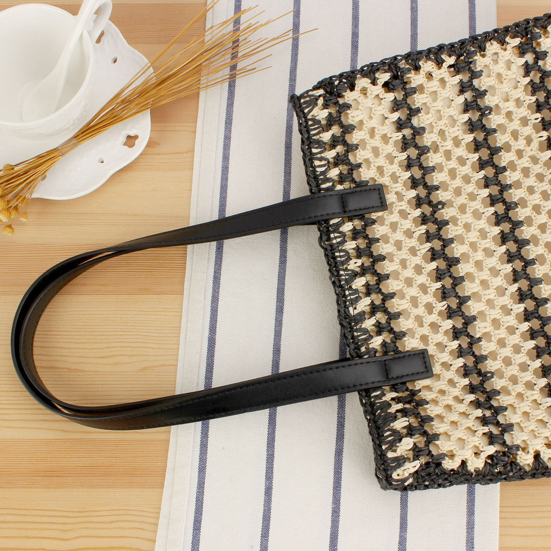 Braided Tote Bag with Elegant Leather Handle Bowlift