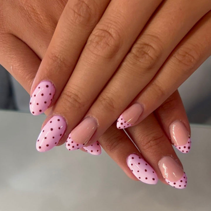 Artistic Polka Dot Press-On Nail Design Bowlift