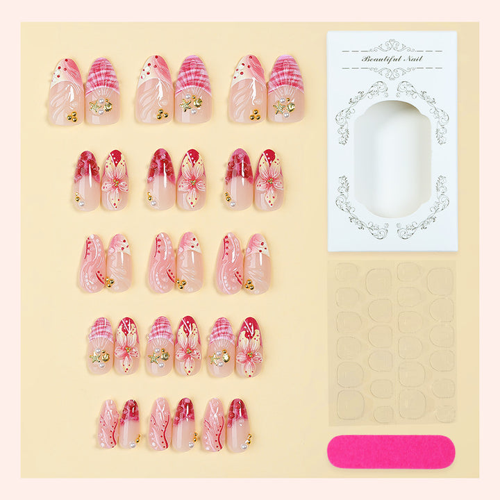 Decorative Flower Press-On Nails Bowlift