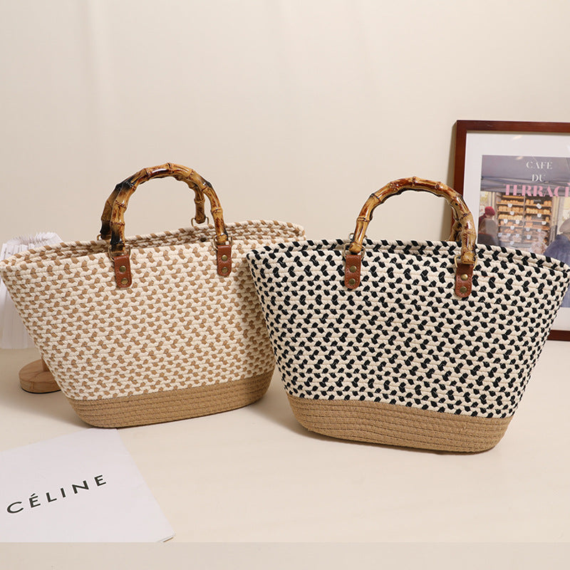 Elegant bamboo handle shopping bag Bowlift