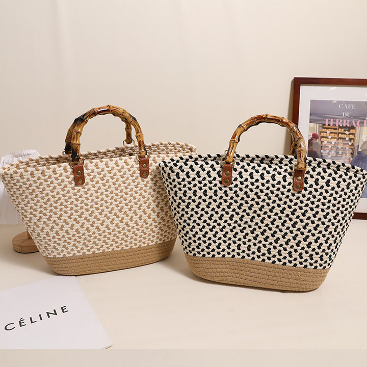 Elegant bamboo handle shopping bag Bowlift