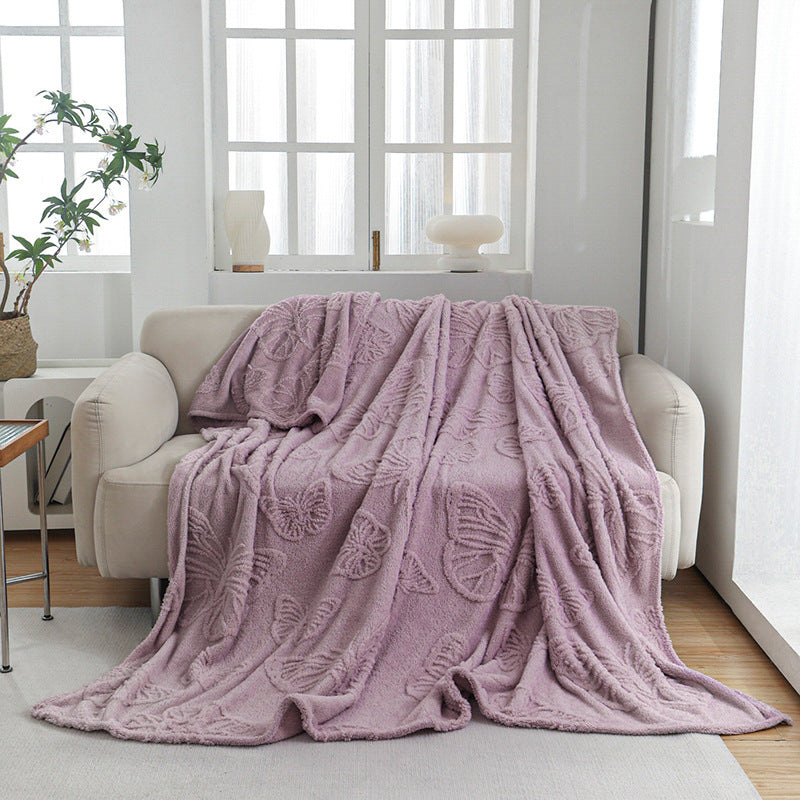 Women Plush Bedspread with Textured Design Bowlift