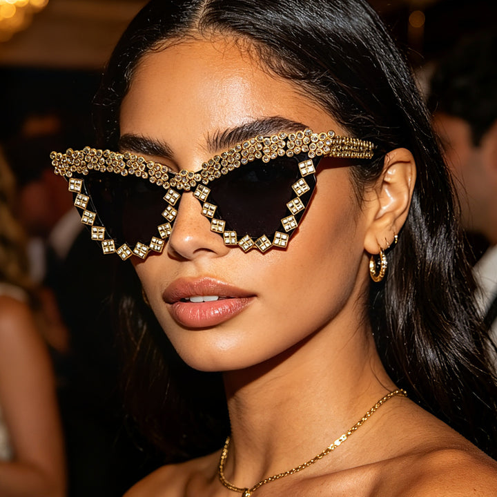Women's Designer Sunglasses with Glamorous Crystal-Embellished Frame Bowlift