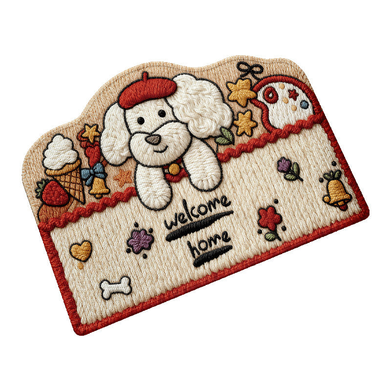 Playful Dog-Themed Welcome Mat Bowlift