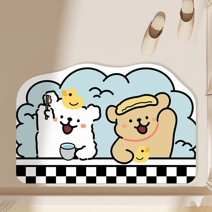 Playful Cartoon Theme Bath Mat Bowlift