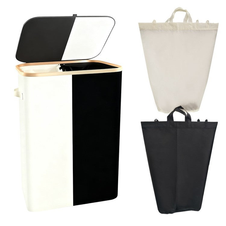 Laundry separation system with bamboo lid and multiple compartments Bowlift