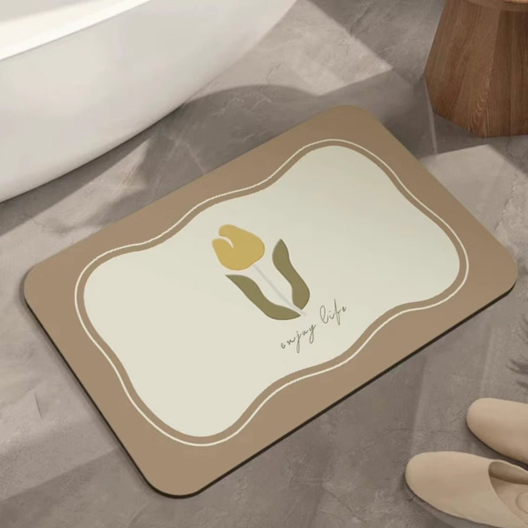Artistic Floral Bath Mat Bowlift