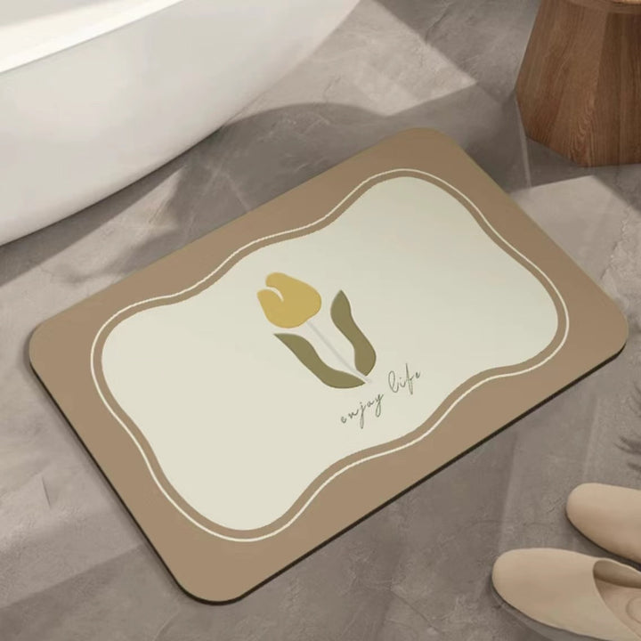 Artistic Floral Bath Mat Bowlift
