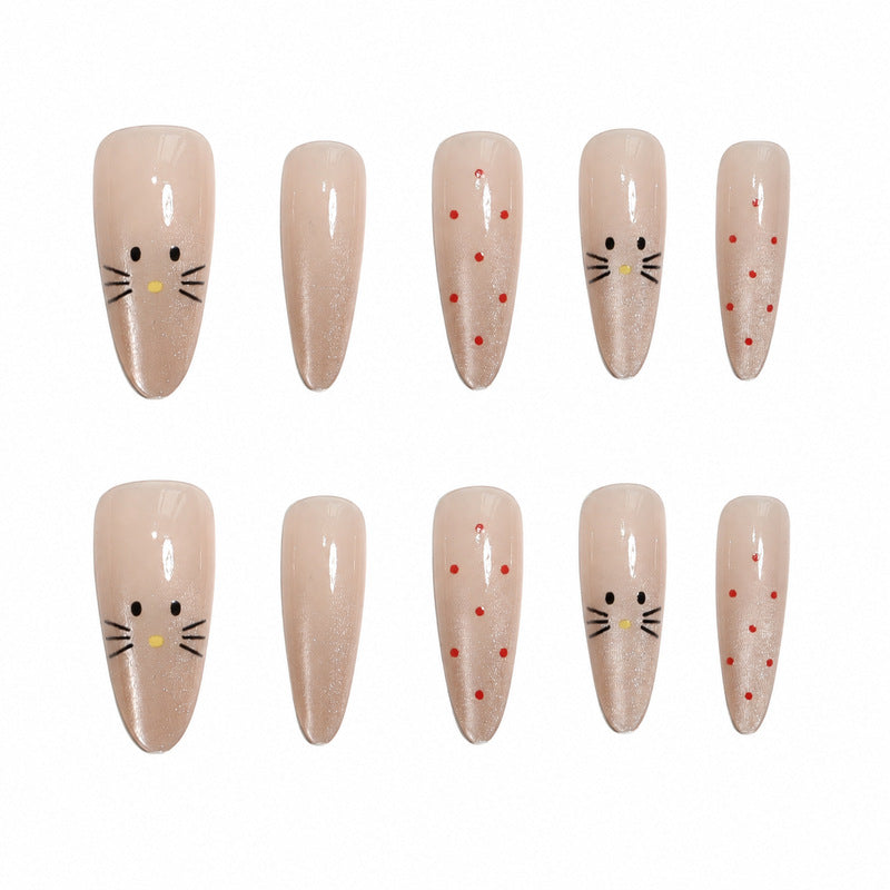 Premium artificial nails with playful cat pattern Bowlift