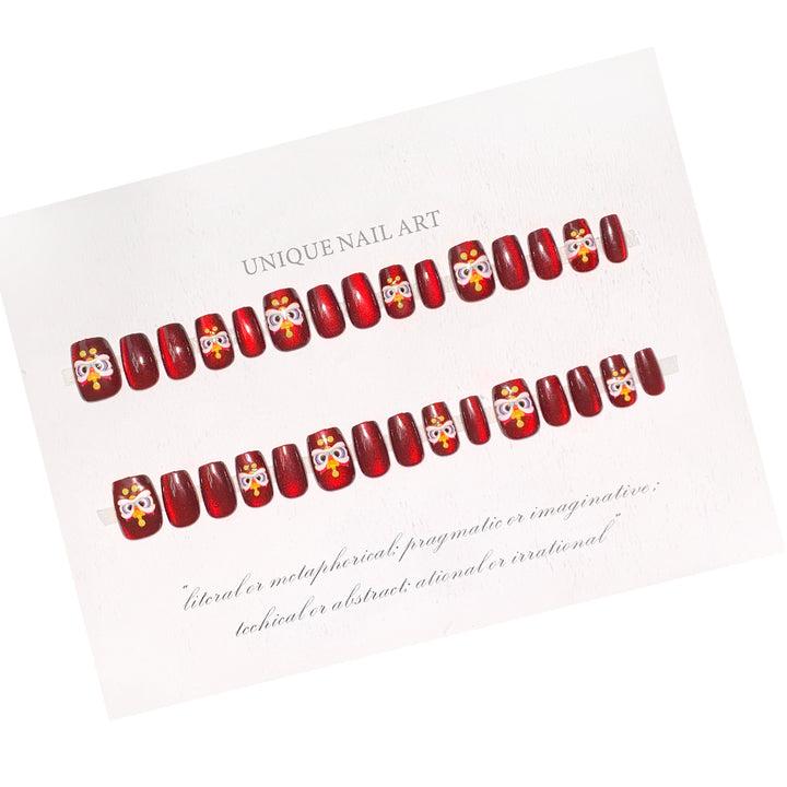 Festive Character-Themed Press-On Nails Bowlift