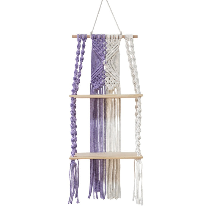Macramé Wall Shelf with Multi-Tiered Design Bowlift