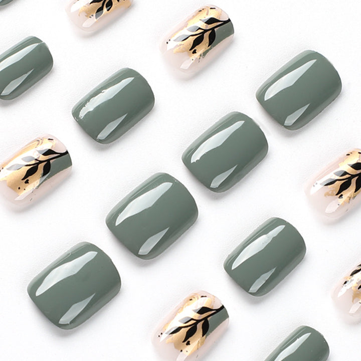 Artful Nail Extensions with Elegant Leaf Design Bowlift