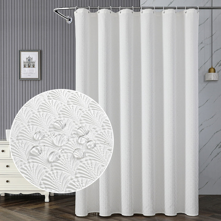 Textured Leaf Pattern Shower Curtain Bowlift