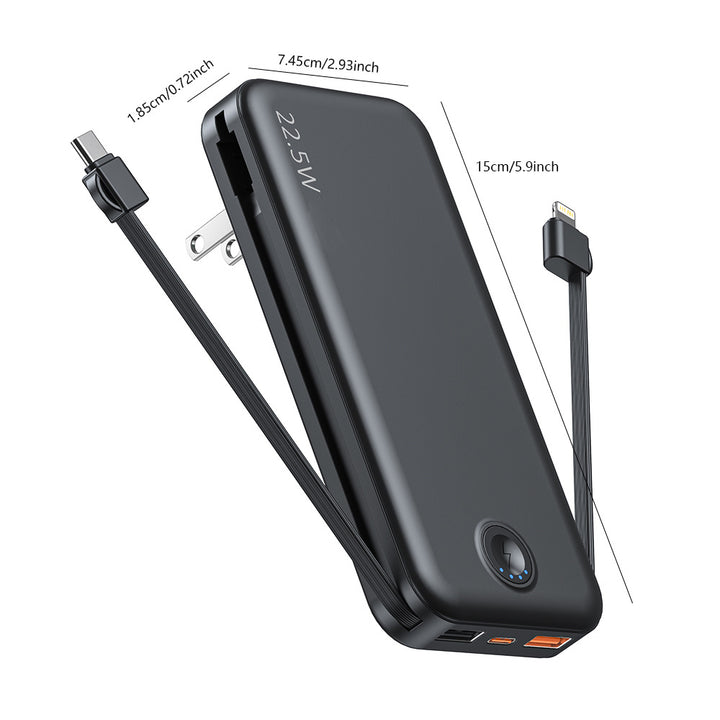 Powerbank with Integrated Wall Plug and Dual Charging Function Bowlift