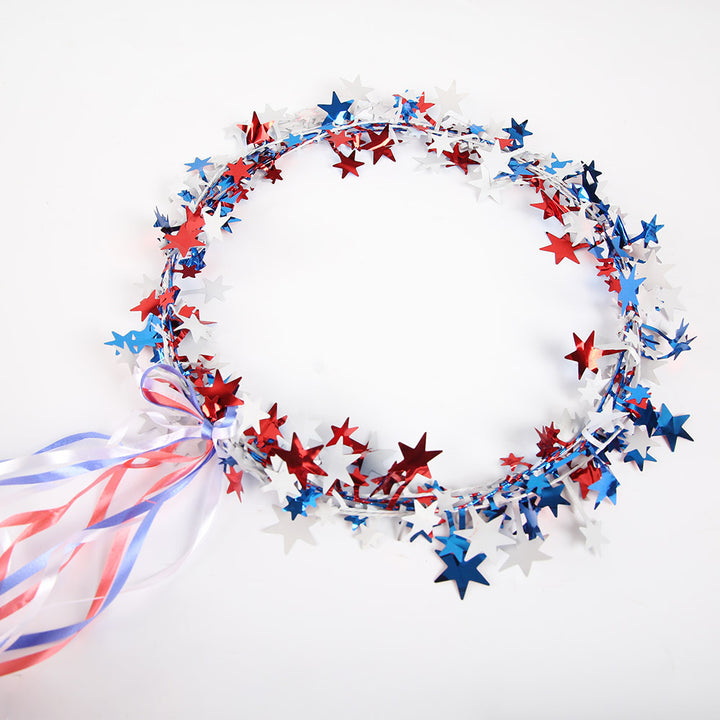 Women's nan star garland ribbon head wreath with long streamer tails Bowlift